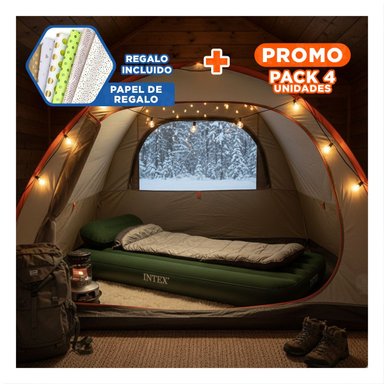 PACK4 COLCHON DE AIRE TWIN 1 1/2 PLAZA COD 64761 RESISTENTE Y COMODO PARA DORMIR Y+PAPEL REGALO