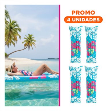 PACK4 COLCHON INFLABLE COMODO 59720NP CELESTE PARA DORMIR Y DESCANSAR Y+REGALO STICKER