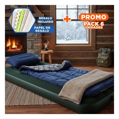 PACK6 COLCHON INFLABLE PORTATIL TWIN 1 PLAZA COD 66950 COMODO Y DURADERO Y+PAPEL REGALO
