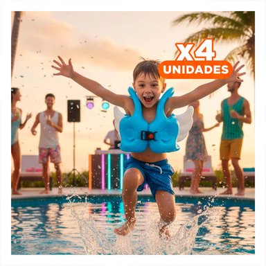 PACK4 JUGUETE CON ALAS AZUL CLARO LUDICO Y FACIL DE USAR EN PISCINA INFANTIL
