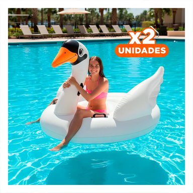 PACK2 JUGUETE CISNE ACUATICO SEGURO PARA PISCINA INFANTIL 130 X 102 X 99 CM Y+REGALO STICKER
