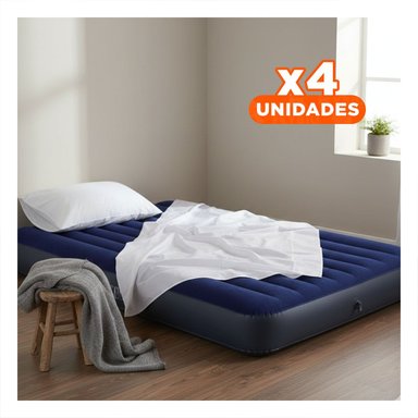 PACK4 CAMA COMODA 2 PLAZAS COD 64758 INFLABLE Y FACIL DE USAR