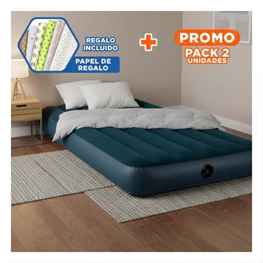 PACK2 CAMA PORTATIL 1 PLAZA COD 64760 INFLABLE Y COMODA Y+PAPEL REGALO