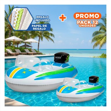 PACK12 FLOTADOR INFLABLE 3D CARRO 59380NP FACIL DE COLOCAR Y RESISTENTE Y+PAPEL REGALO