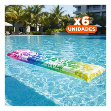 PACK6 COLCHONETA COMODA 59720NP ARCOIRIS INFLABLE Y FACIL DE GUARDAR Y+REGALO STICKER