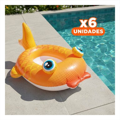 PACK6 FLOTANTE PORTATIL DE AGUA 3D PEZ 59380NP RESISTENTE Y FACIL DE USAR Y+REGALO STICKER