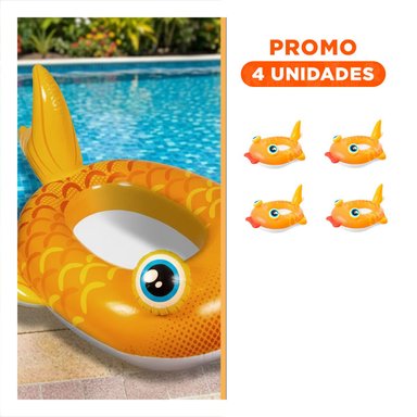 PACK4 BOTE DE PISCINA PORTATIL 3D PEZ 59380NP COMODO Y RESISTENTE Y+REGALO STICKER