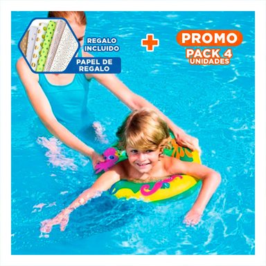 PACK4 FLOTANTE DE PISCINA ACUARIO PULPO 36113 SEGURO Y COMODO PARA NINOS Y+PAPEL REGALO