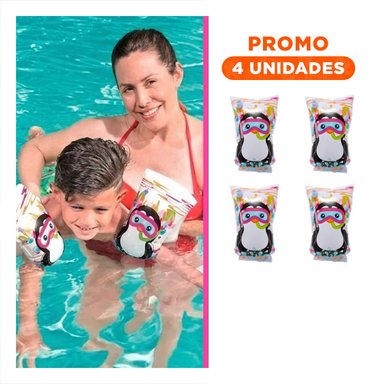 PACK4 FLOTADORES ANIMALES ACUATICOS PINGUINO 32102 PARA USO SEGURO EN AGUA Y+REGALO STICKER