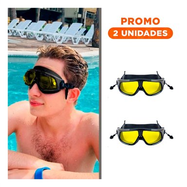 PACK2 ANTIPARRAS PARA NATACION VIDRIO TEMPLADO NEGRO CON AJUSTE ERGONOMICO - 1