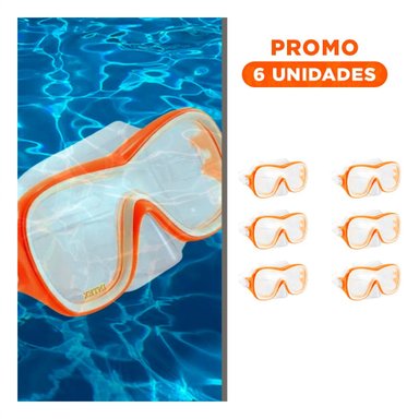 PACK6 LENTES DE BUCEO COMODO ANARANJADO CON AJUSTE ERGONOMICO Y VISION CLARA