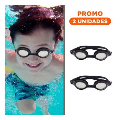 PACK2 VISOR PARA NATACION NEGRO CON MARCO LIGERO Y CRISTAL TRANSPARENTE
