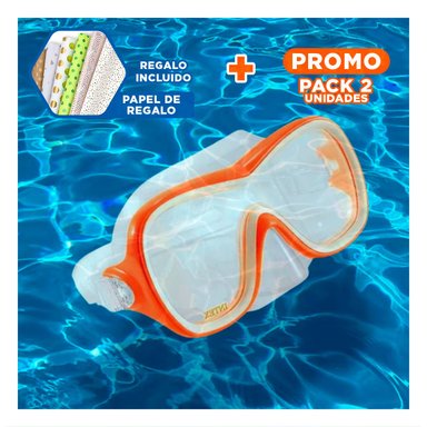 PACK2 GAFAS DE BUCEO RESISTENTE ANARANJADO CON CORREA FIRME Y SELLADO COMODO Y+PAPEL REGALO