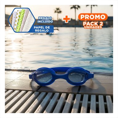PACK2 LENTES DE NATACION UNISEX COLOR AZUL CON PROTECCION VISUAL EN PISCINA Y+PAPEL REGALO