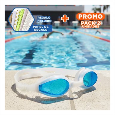 PACK2 GAFAS DE NATACION CON ESTUCHE UNISEX COLOR CELESTE PARA ENTRENAMIENTO Y+PAPEL REGALO