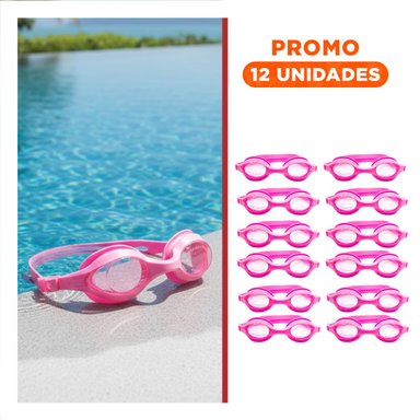 PACK12 VISION ACUATICA CON ESTUCHE ROSADO PARA USO EN PISCINA Y+REGALO STICKER