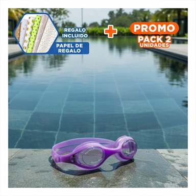 PACK2 PROTECTORES DE NATACION CON ESTUCHE MORADO COMODOS PARA ENTRENAMIENTO Y+PAPEL REGALO