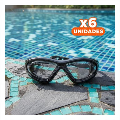 PACK6 VISORES PARA PISCINA NEGRO CON ESTUCHE USO DIARIO Y ENTRENAMIENTO Y+REGALO STICKER
