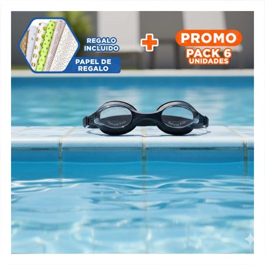 PACK6 SOPORTE VISUAL NEGRO DE NATACION PARA PISCINA CON VISION CLARA Y+PAPEL REGALO