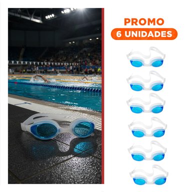 PACK6 ESTUCHE PARA GAFAS DE NATACION UNISEX COLOR CELESTE PARA USO DIARIO