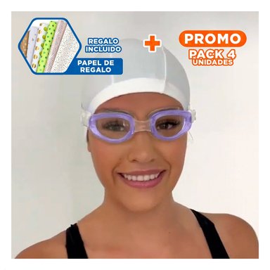 PACK4 GAFAS NATACION MORADO CON VISION CLARA Y MARCO RESISTENTE Y+PAPEL REGALO