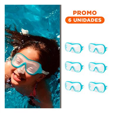 PACK6 LENTES DE BUCEO UNISEX CELESTE CON VISION SUBACUATICA Y USO PROLONGADO