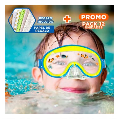 PACK12 ANTIPARRAS DE BUCEO AVIADOR AZUL CON CORREA AJUSTABLE Y VISION NITIDA Y+PAPEL REGALO