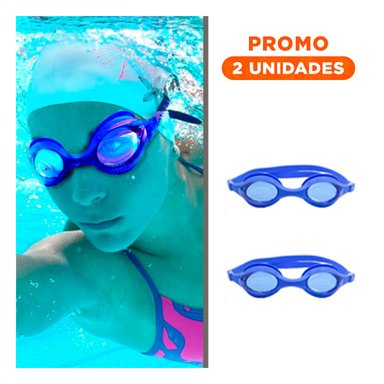 PACK2 VISOR PARA NATACION AZUL CON MARCO COMODO Y CORREA FLEXIBLE