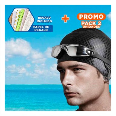 PACK2 VISOR PARA NATACION NEGRO CON ESTUCHE 23,7 X 3,8 X 14,4 CM Y LENTE NITIDO Y+PAPEL REGALO