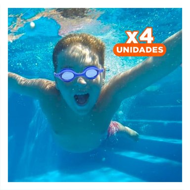 PACK4 PROTECTOR PARA NATACION AZUL CON CRISTAL NITIDO Y VISION CLARA
