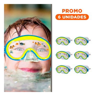PACK6 LENTES DE BUCEO ERGONOMICO AVIADOR AZUL CON AJUSTE SEGURO Y SELLADO SUAVE