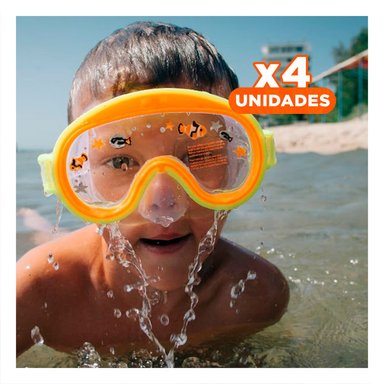 PACK4 LENTES DE BUCEO RESISTENTE AVIADOR ANARANJADO CON VISION CLARA
