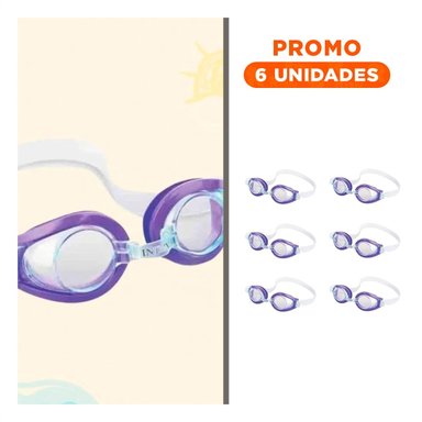 PACK6 LENTES NATACION MORADO CON VISION CLARA Y MARCO RESISTENTE