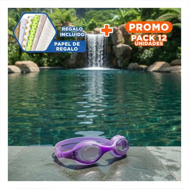 PACK12 COMPLEMENTO DE NATACION CON ESTUCHE MORADO UNISEX PARA ACTIVIDAD ACUATICA Y+PAPEL REGALO