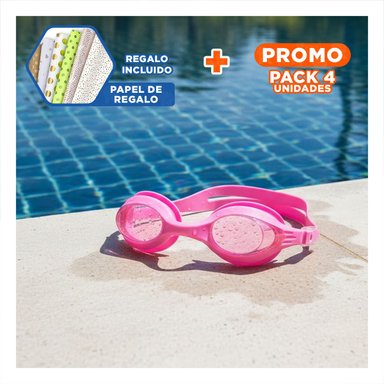 PACK4 EQUIPAMIENTO DEPORTIVO CON ESTUCHE ROSADO PARA PISCINA RECREATIVA Y+PAPEL REGALO