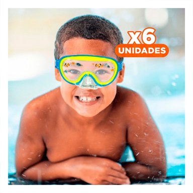 PACK6 ANTIPARRAS DE BUCEO AVIADOR AZUL CON VISION CLARA Y AJUSTE FIRME Y+REGALO STICKER