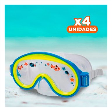 PACK4 LENTES DE BUCEO RESISTENTE AVIADOR AZUL CON VISION CLARA Y AJUSTE COMODO