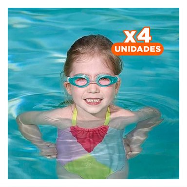 PACK4 OCULARES PARA NATACION VERDE CON MARCO RESISTENTE Y AJUSTE SEGURO