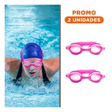 PACK2 PROTECTOR PARA NATACION ROSADO CON CRISTAL NITIDO Y VISION CLARA