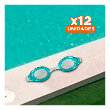 PACK12 ANTEOJOS NATACION VERDE CON LENTE CLARO Y AJUSTE COMODO