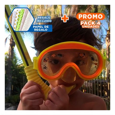 PACK4 LENTES DE BUCEO AJUSTABLE AVIADOR ANARANJADO CON SELLADO COMODO Y+PAPEL REGALO