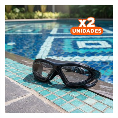 PACK2 GAFAS NEGRO CON ESTUCHE PARA USO ACUATICO EN PISCINA Y PLAYA Y+REGALO STICKER