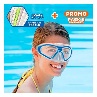 PACK6 OCULARES DE BUCEO DEPORTIVO AZUL CON SELLADO FIRME Y USO PROLONGADO Y+PAPEL REGALO