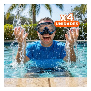 PACK4 ANTEOJO NATACION AZUL CON LENTE TRANSPARENTE Y VISION CLARA