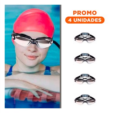 PACK4 VISOR PARA NATACION NEGRO CON ESTUCHE 23,7 X 3,8 X 14,4 CM Y COMODO Y+REGALO STICKER