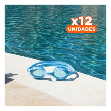 PACK12 VISORES DE NATACION UNISEX COLOR CELESTE PARA PISCINA Y PLAYA