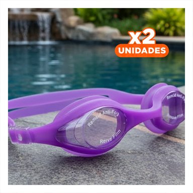 PACK2 PROTECTORES DE NATACION CON ESTUCHE MORADO USO DEPORTIVO Y AJUSTE SEGURO Y+REGALO STICKER