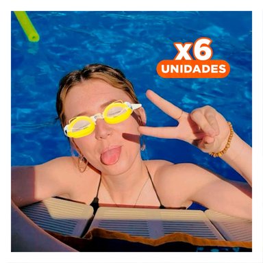 PACK6 GAFAS PARA NATACION AMARILLO CON CORREA AJUSTABLE Y VISION CLARA EN AGUA Y+REGALO STICKER