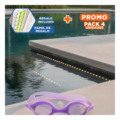 PACK4 PRACTICA DE NATACION UNISEX COLOR MORADO COMODO PARA PISCINA Y+PAPEL REGALO