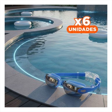PACK6 PROTECTOR PARA NATACION AZUL CON ESTUCHE 23,7 X 3,8 X 14,4 CM Y COMODO Y+REGALO STICKER